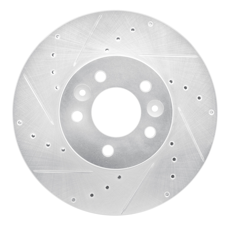 Ford Crown Victoria Brake Rotor (1) - Front Left - R1 Concepts - Drilled & Slotted - Silver - `98-`02